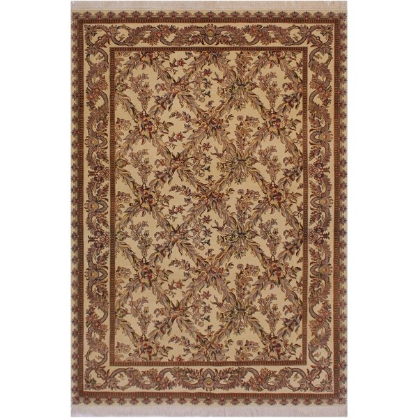 Basan Pak-Persian Tamie Ivory/Lt. Gold Wool Rug (6'2 x 9'3) - 6'2" x 9'3"