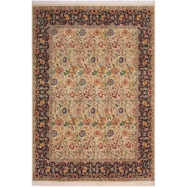 Irfan Pak-Persian Daniell Ivory/Blue Wool Rug (8'1 x 10'0) - 8'1" x 10'0"