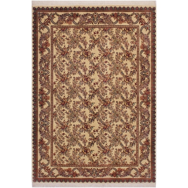 Basan Pak-Persian Dung Ivory/Red Wool Rug (6'0 x 9'3) - 6'0" x 9'3"