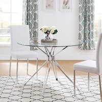 Silver Orchid Alan Silver Metal and Glass Contemporary Dining Table