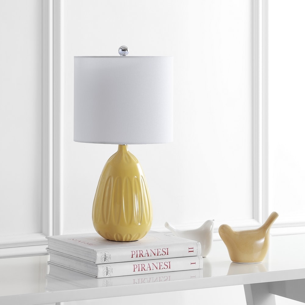 grey and yellow table lamps