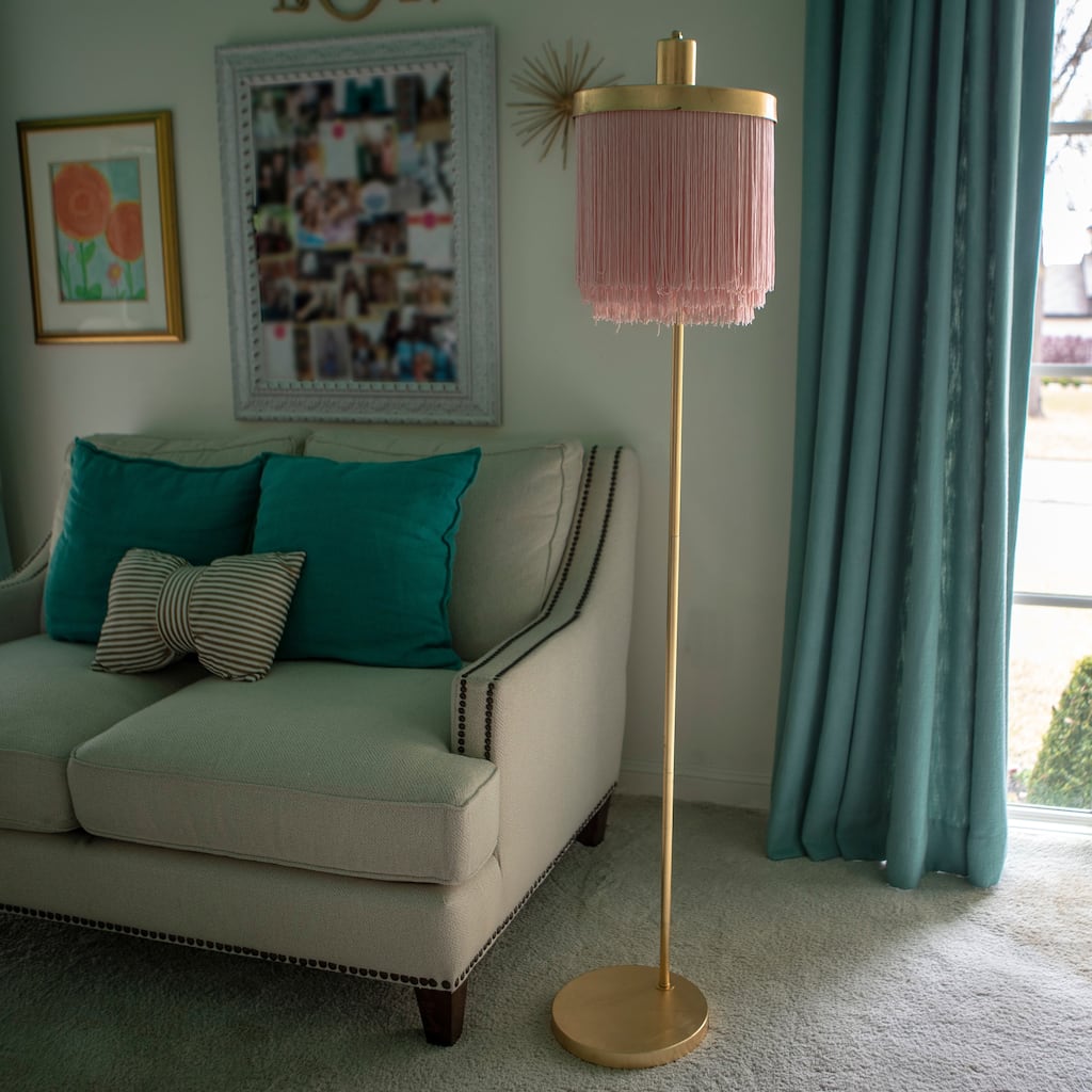 Framboise Fringe Shade Floor Lamp - Gold Leaf
