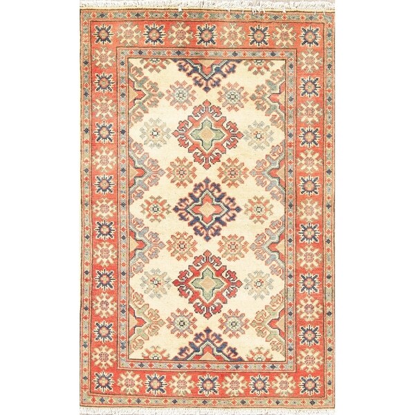 Southwestern Kazak Pakistan Oriental Hand Knotted Wool Area Rug - 4'0" x 2'7"