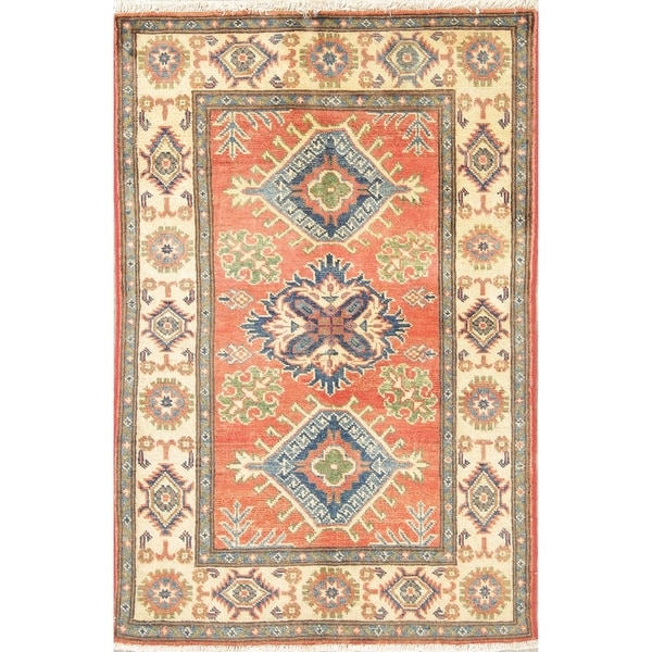 Oriental Kazak Southwestern Pakistan Hand Knotted Wool Area Rug - 4'1" x 2'8"