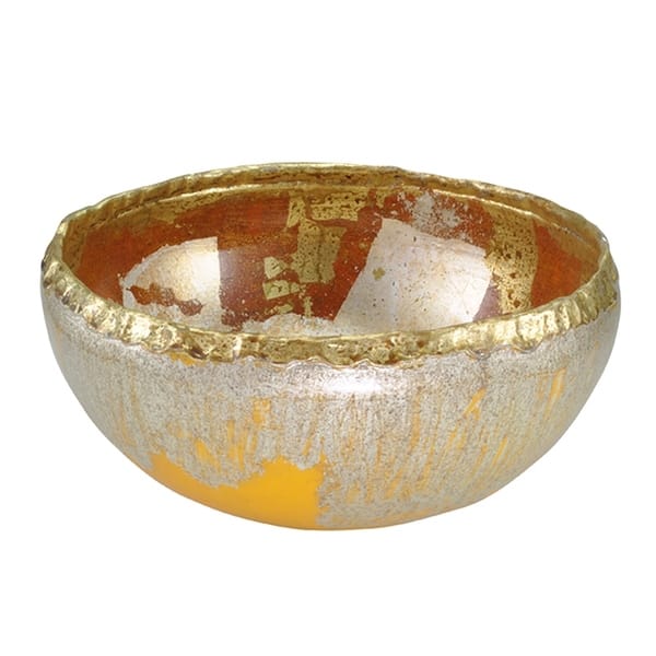 slide 1 of 3, Tricou Decoratvie Bowl in Distressed Gold by Lucas McKearn