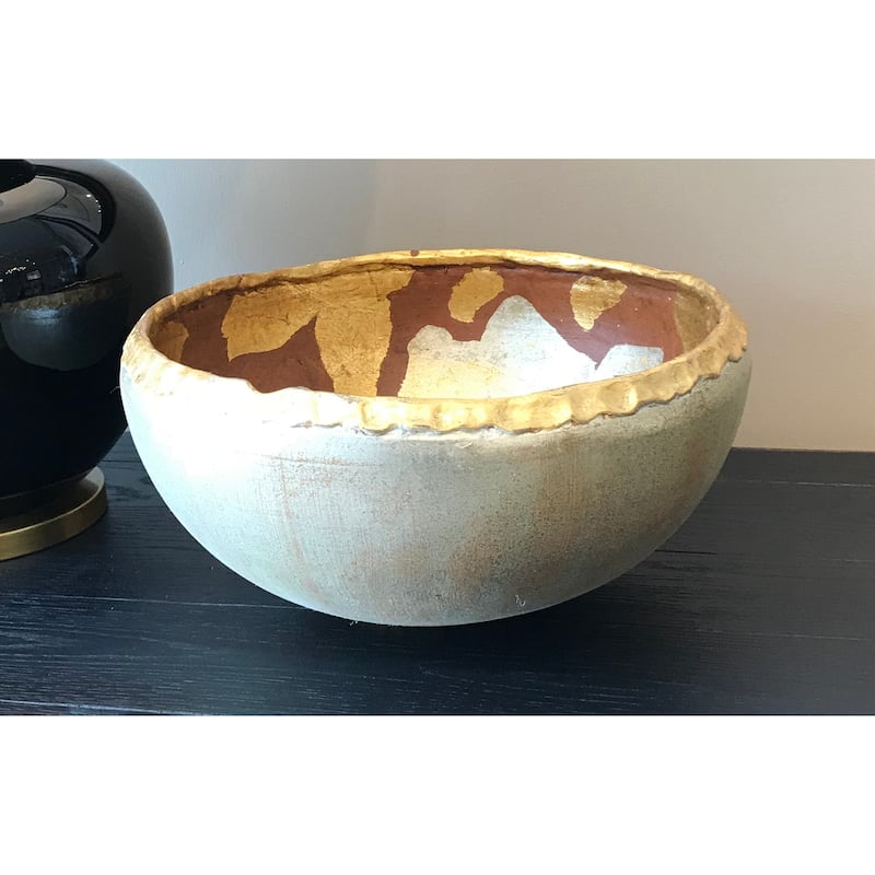 Tricou Decoratvie Bowl in Distressed Gold By Lucas McKearn
