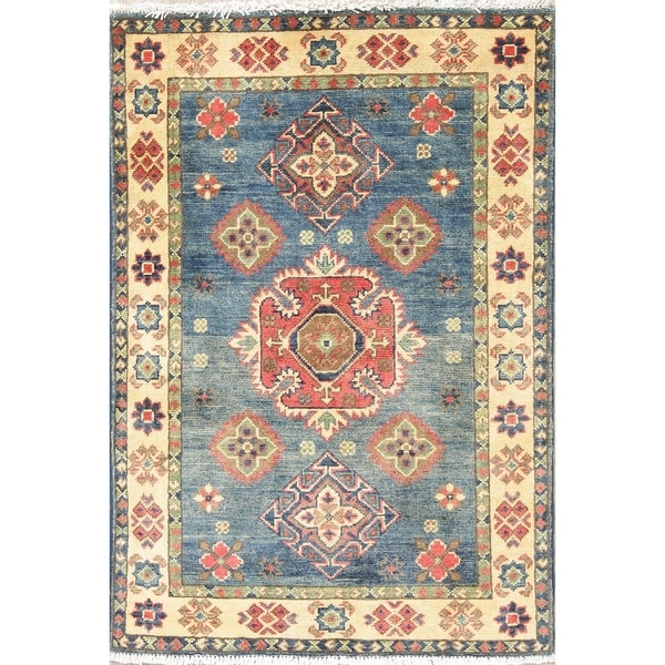 Faded Distressed Kazak Pakistan Oriental Hand Knotted Wool Area Rug - 3'10" x 2'8"