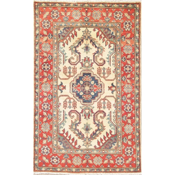 Hand Knotted Kazak Southwestern Pakistan Oriental Wool Area Rug - 4'3" x 2'8"