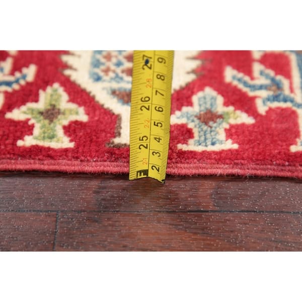 Traditional Kazak Oriental Pakistan Wool Area Rug - 4'11