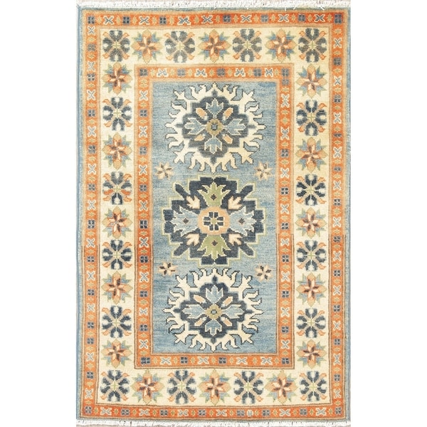 Oriental Kazak Pakistani Traditional Hand Knotted Wool Area Rug - 4'1" x 2'8"