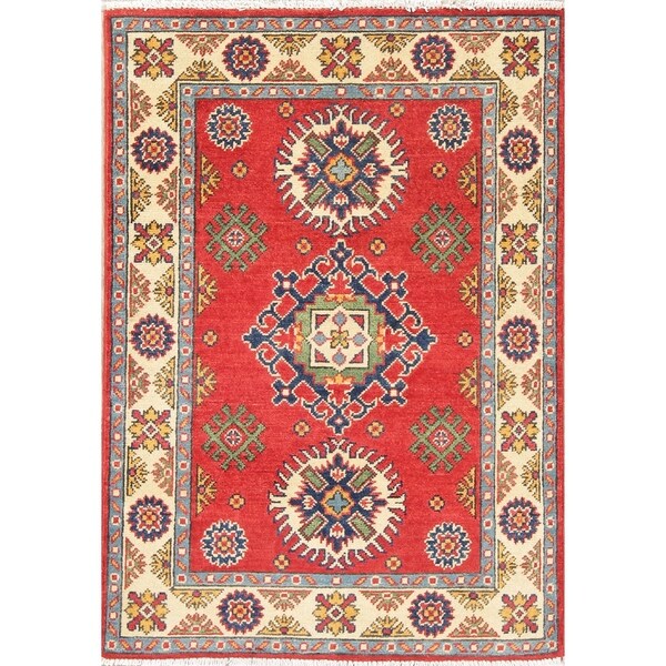 Hand Knotted Pakistani Kazak-Chechen Southwestern Oriental Area Rug - 3'10" x 2'9"