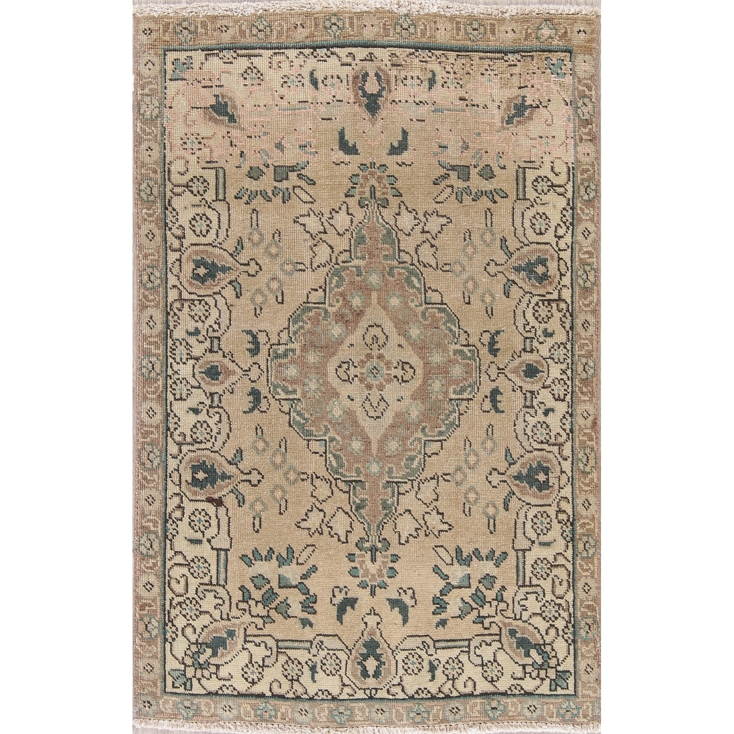 Persian One Of A Kind Hand Knotted Worn Muted Oriental Area Hand Knotted Worn Muted Oriental Area
