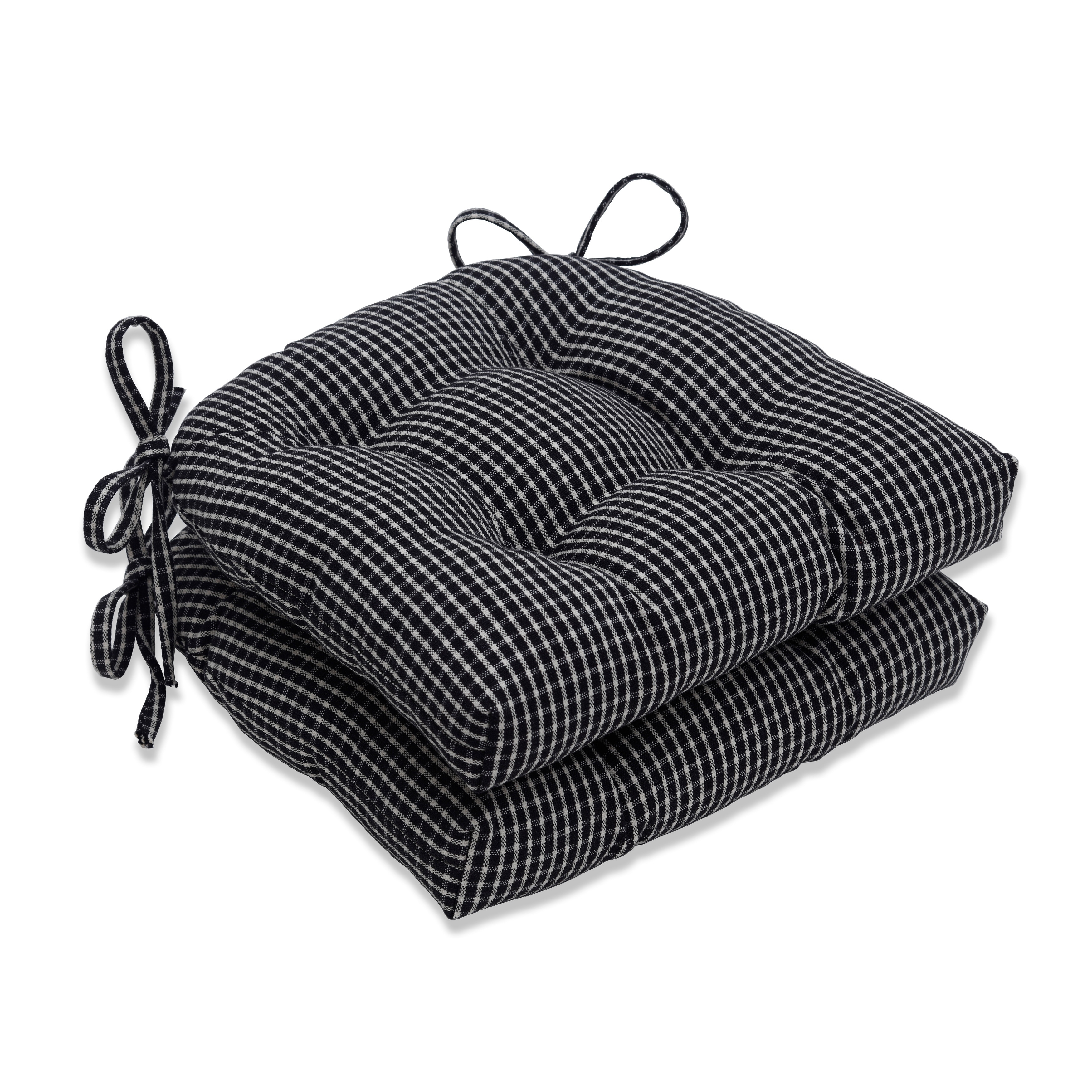 Black Buffalo Check Outdoor Chair Pads, Set of 2