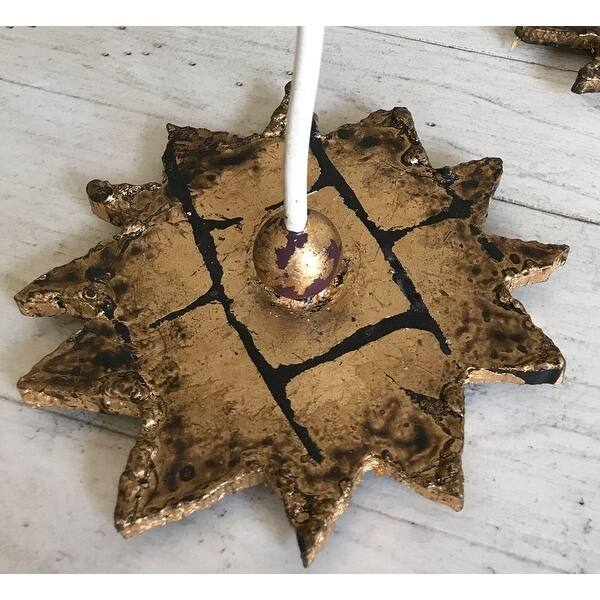 Venetian Small Candlestick Holder in Distressed Gold By Lucas McKearn