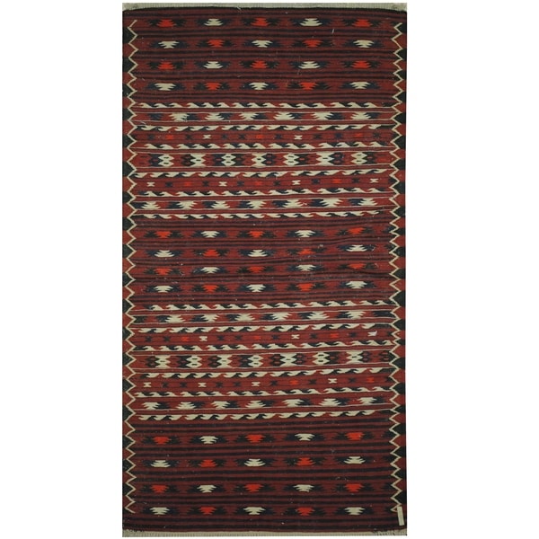 Handmade One-of-a-Kind Wool Kilim (Afghanistan) - 3'6 x 6'9