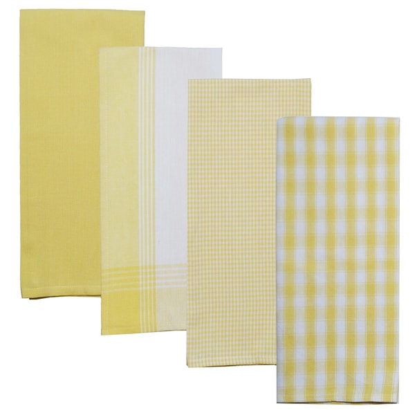 yellow and grey kitchen towels