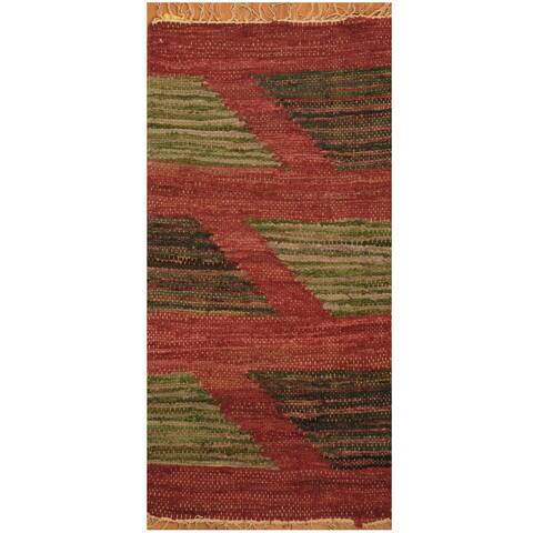 Handmade One-of-a-Kind Wool Kilim (India) - 1'8 x 3'4