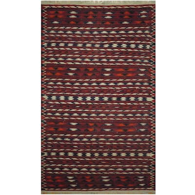 Handmade Herat Oriental Afghan Hand-woven Wool Kilim (4' x 6'3) - 4' x 6'3