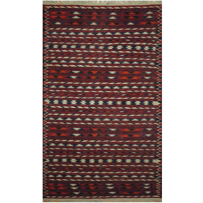 Handmade Herat Oriental Afghan Hand-woven Wool Kilim (4' x 6'3) - 4' x 6'3