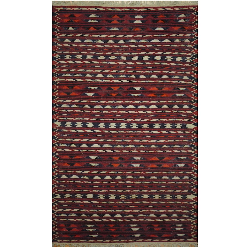 Handmade Herat Oriental Afghan Hand-woven Wool Kilim (4' x 6'3) - 4' x 6'3