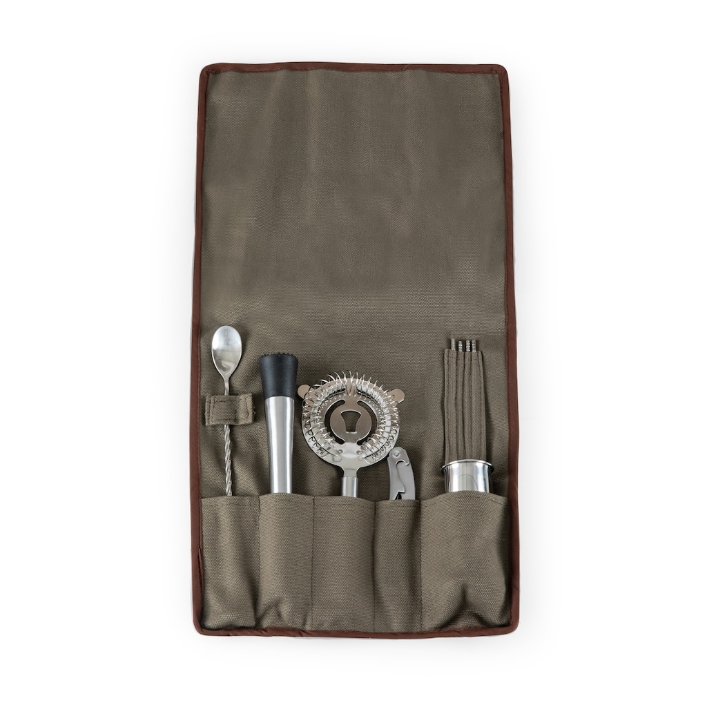 10-piece Bar Tool Roll Up Kit, (Grey)
