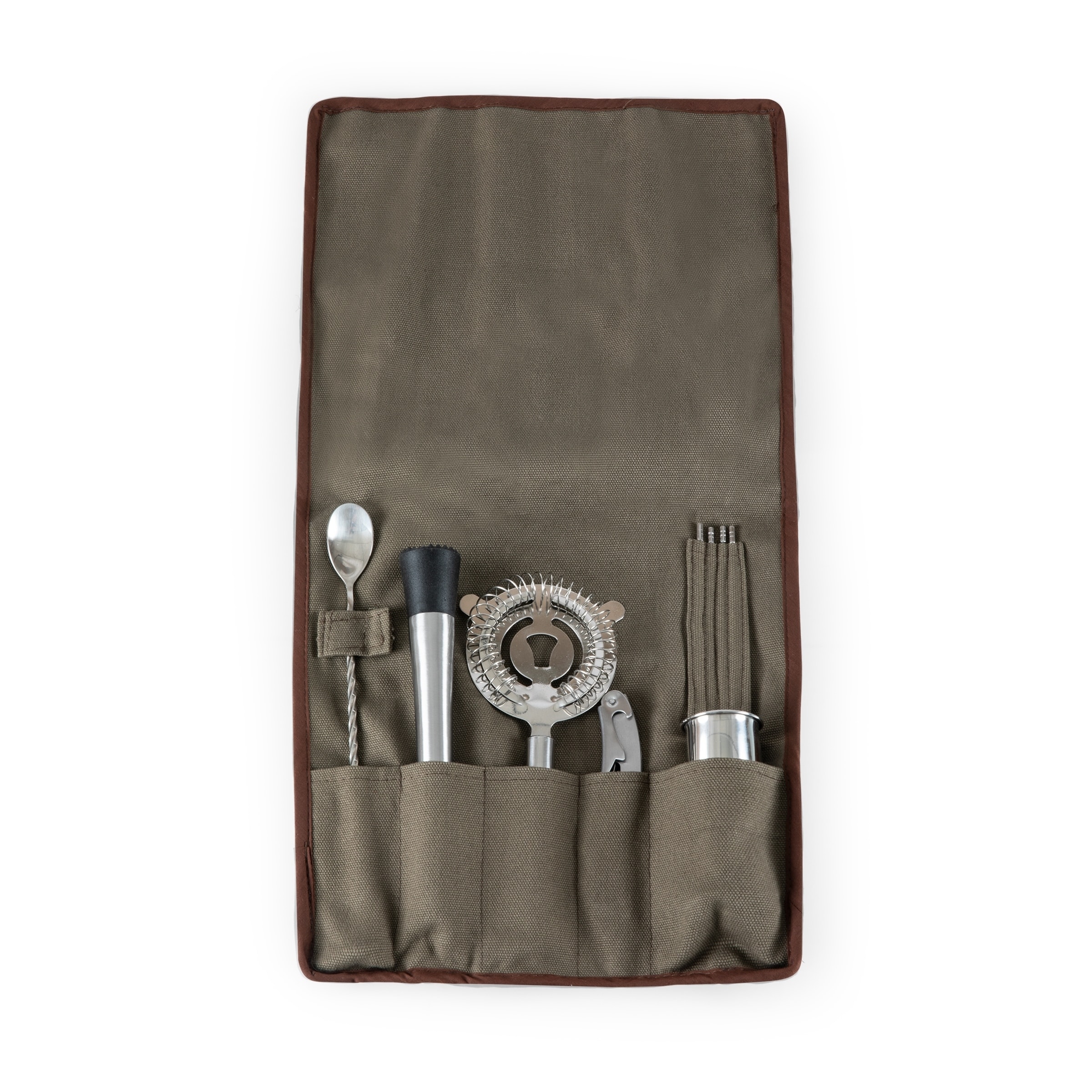 10-piece Bar Tool Roll Up Kit, (Grey)