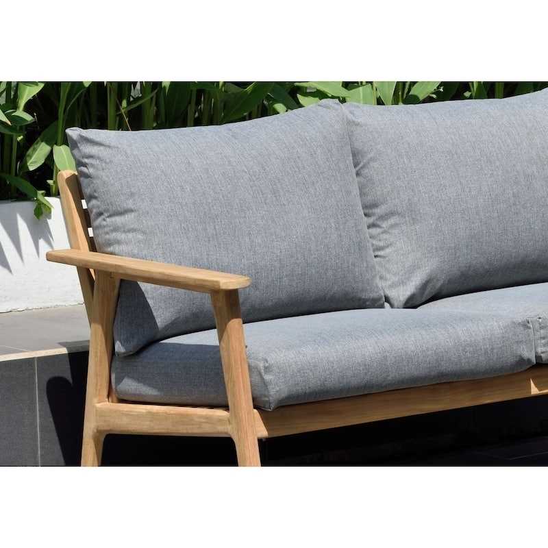 Nordic 6pc Outdoor Patio Solid Teak Wood Conversation Seating Set - 6 Piece