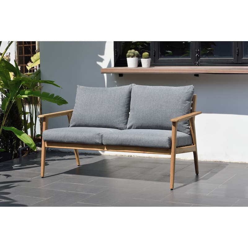 Nordic 6pc Outdoor Patio Solid Teak Wood Conversation Seating Set - 6 Piece