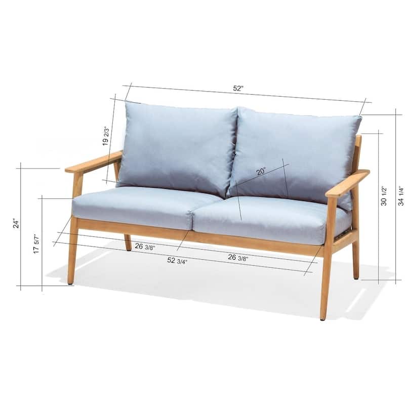 Nordic 6pc Outdoor Patio Solid Teak Wood Conversation Seating Set - 6 Piece