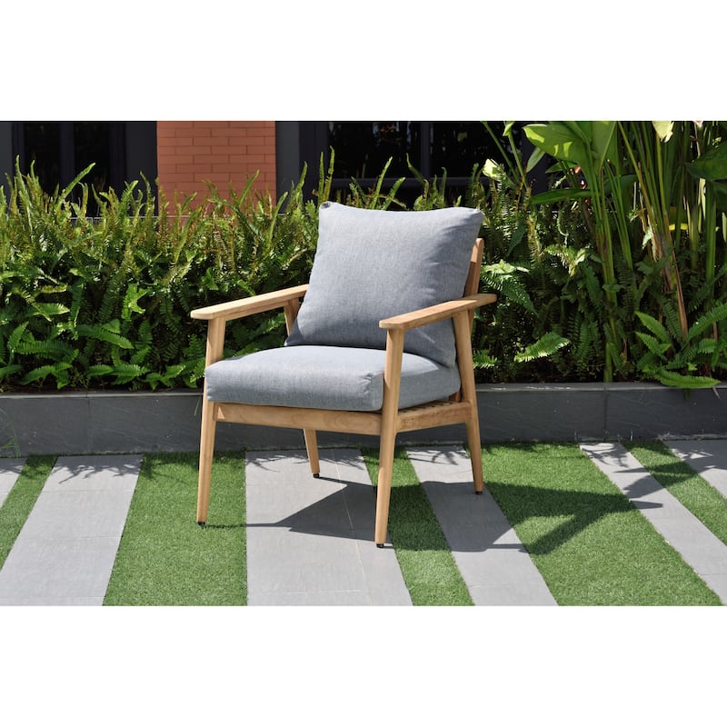 Nordic 6pc Outdoor Patio Solid Teak Wood Conversation Seating Set - 6 Piece