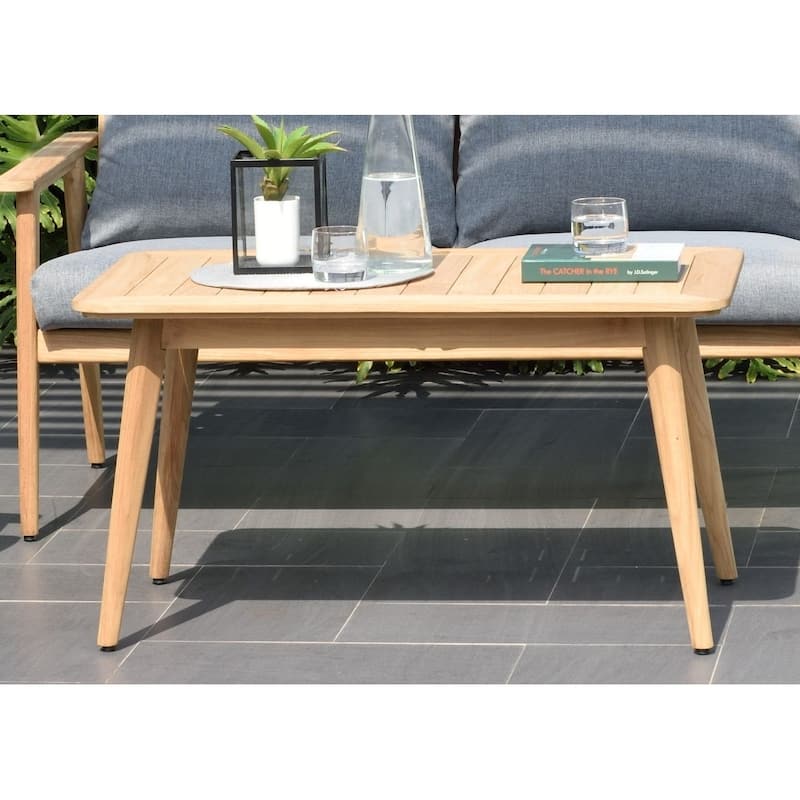 Nordic 6pc Outdoor Patio Solid Teak Wood Conversation Seating Set - 6 Piece