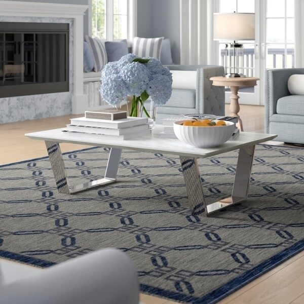 Silver Orchid Bonner Marble Coffee Table with Steel Legs