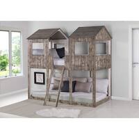 Twin over Twin Tower Bunk Bed in Rustic White