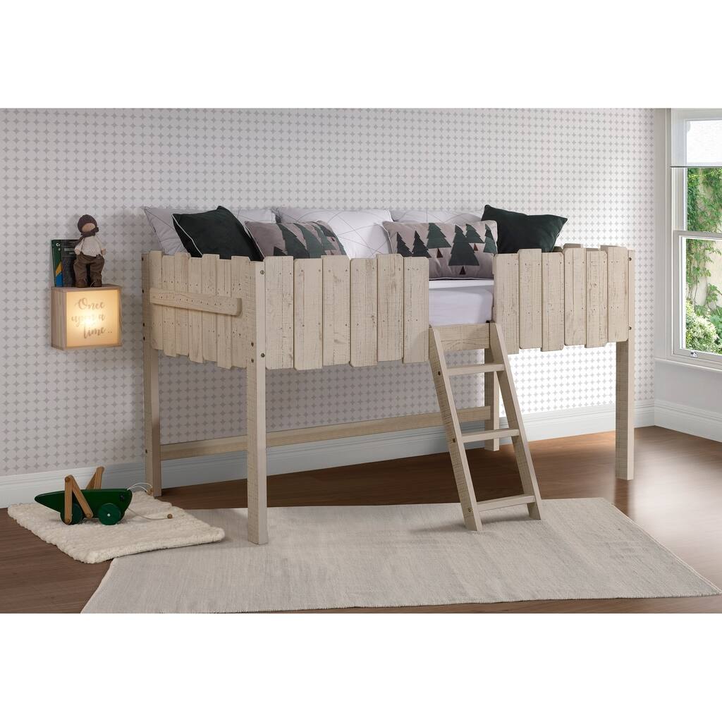 Twin Rustic Sand Picket Fence Low Loft