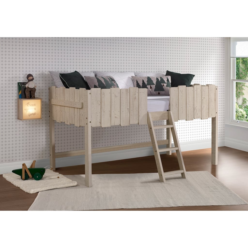 Twin Rustic Sand Picket Fence Low Loft