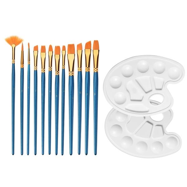 Shop Paint Brush Set Of 12 Paint Tray Palette Premium Nylon