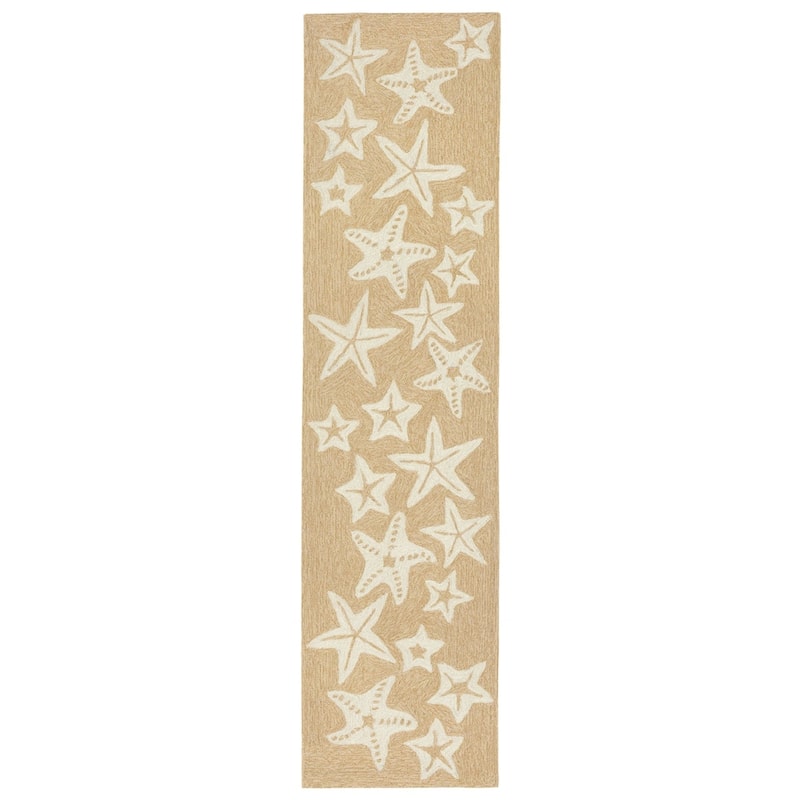 Liora Manne Capri Starfish Indoor/Outdoor Rug - 2' x 8' Runner - Neutral