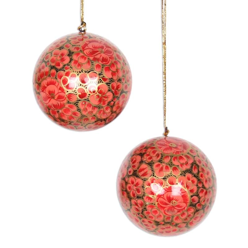 Handmade Kashmir Blossom Papier mache ornaments (India)