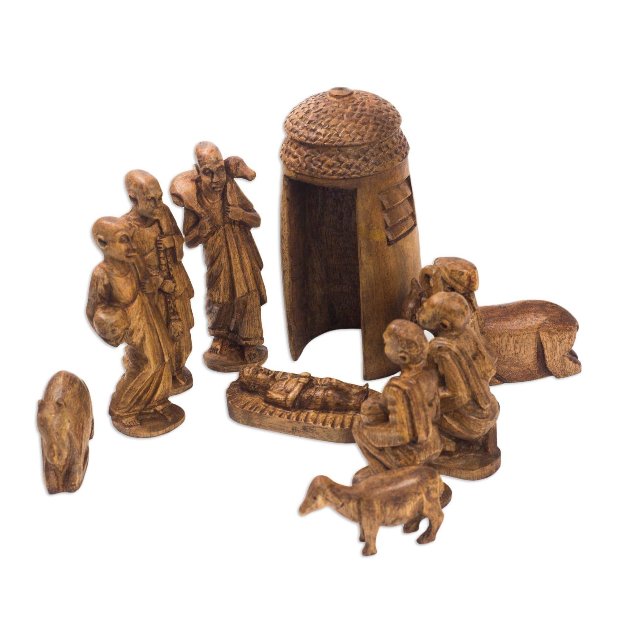 Handmade Divine Birth in Africa Mahogany nativity scene (Ghana) - Bed ...