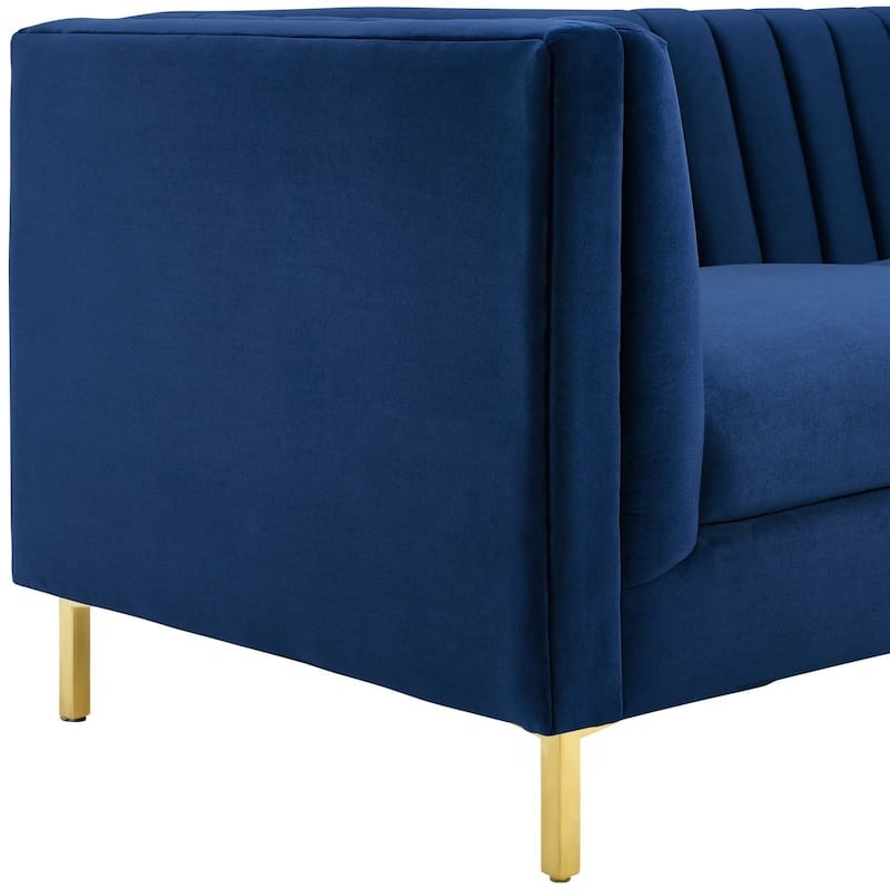 Silver Orchid Adams Channel Tufted Performance Velvet Sofa