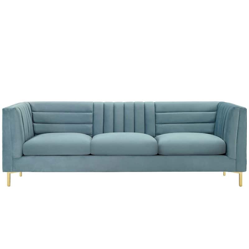 Silver Orchid Adams Channel Tufted Performance Velvet Sofa
