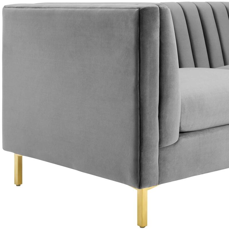 Silver Orchid Adams Channel Tufted Performance Velvet Sofa