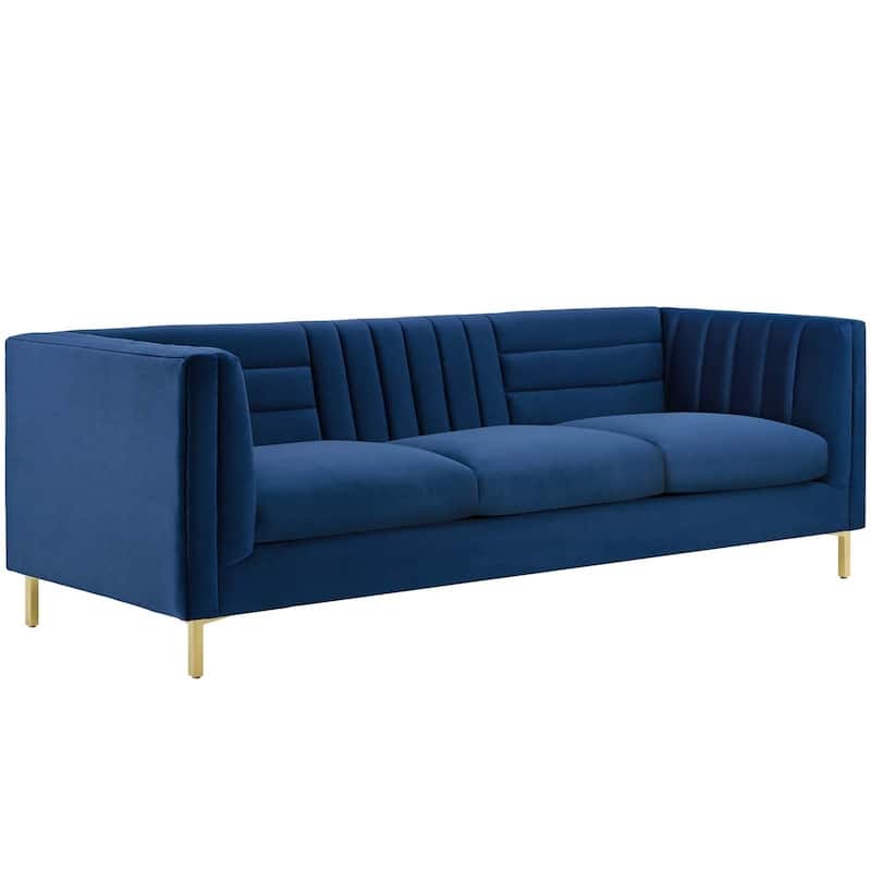 Silver Orchid Adams Channel Tufted Performance Velvet Sofa