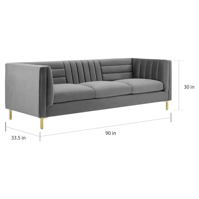 Silver Orchid Adams Channel Tufted Performance Velvet Sofa
