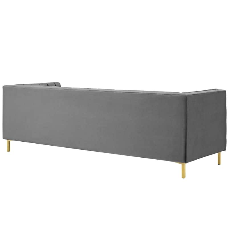 Silver Orchid Adams Channel Tufted Performance Velvet Sofa