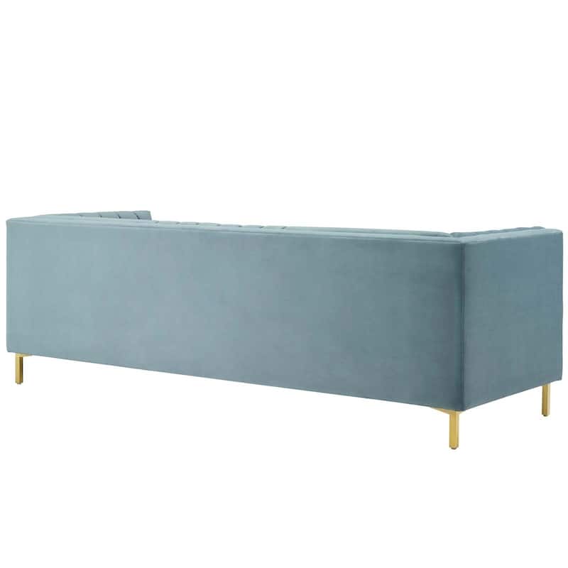 Silver Orchid Adams Channel Tufted Performance Velvet Sofa