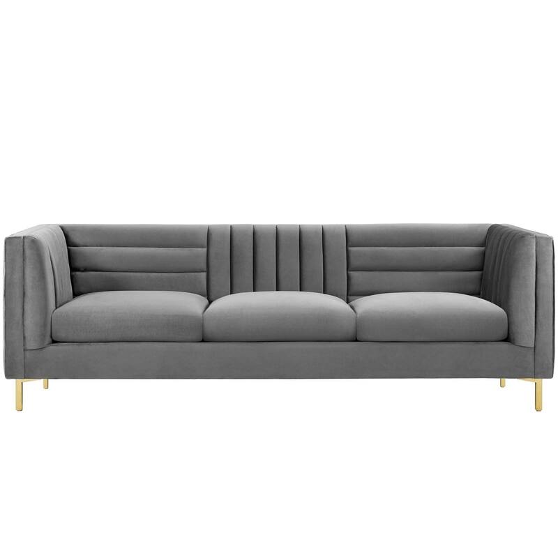 Silver Orchid Adams Channel Tufted Performance Velvet Sofa