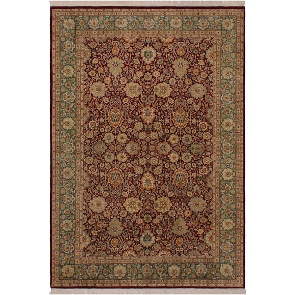 Lahore Pak-Persian Blythe Red/Green Wool Rug (6'2 x 8'11) - 6'2" x 8'11"