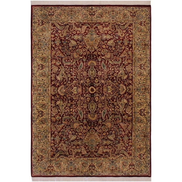 Aness Pak-Persian Numbers Red/Ivory Wool Rug (6'1 x 9'1) - 6'1" x 9'1"