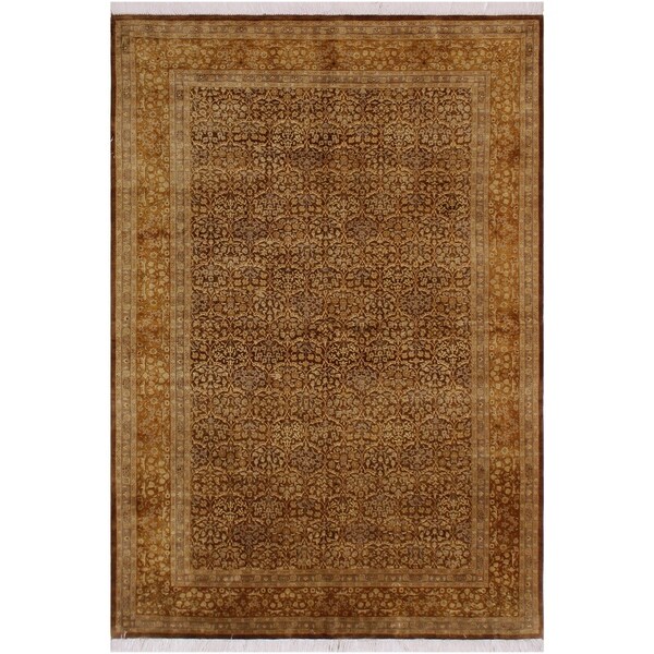 Guhm Pak-Persian Melany Brown/Gold Wool Rug (6'1 x 9'6) - 6'1" x 9'6"